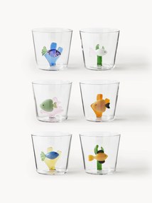 Handgemaakte waterglazen Marine Garden, 6 stuks