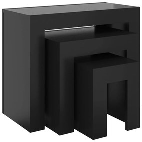 vidaXL 3-delige Salontafelset spaanplaat hoogglans zwart