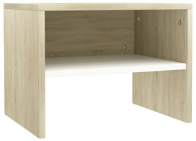 vidaXL Nachtkastje 40x30x30 cm bewerkt hout wit en sonoma eikenkleurig