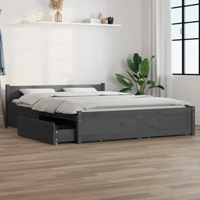 vidaXL Bedframe met lades grijs 140x190 cm