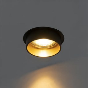 Set van 6 Moderne inbouwspot zwart met gouden binnenkant - Insta