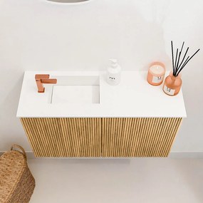 Mondiaz Joya 70cm toiletmeubel oak met wastafel faye links 1 kraangat talc