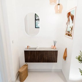 Mondiaz Joya DLux 100cm toiletmeubel walnut met wastafel faye links 1 kraangat glace