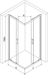 Mexen Rio vierkante douchecabine 90 x 90 cm, transparant, chroom + douchebak, wit - 860-090-090-01-00-4510