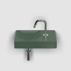 Clou Vale keramische fontein 38cm met kraangat rechts groen mat