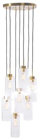 Art Deco hanglamp goud met glas 7-lichts - Laura
