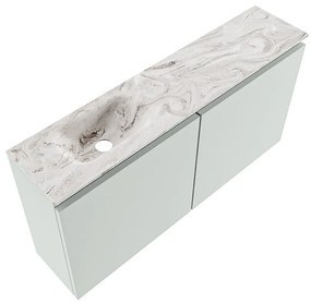 Mondiaz Ture DLux toiletmeubel 100cm greey met wastafel glace links met kraangat