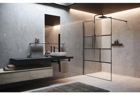 Novellini H art Inloopdouche - 120x200cm - Ribbelglas linea 2 - Brushed black chrome (gunmetal) harthc120-93n