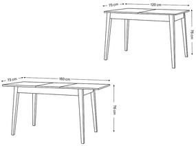 TIVO Sonoma Eik / Wit RETRO UITSCHUIFBARE TAFEL