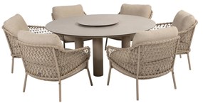 Donato Sardinia low dining set 8 delig 160 cm rond keramiek latte 4 Seasons Outdoor