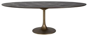 Richmond Interiors Luxor Ovale Eettafel Met Gouden Trompet Voet - 230 X 110cm.
