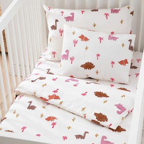 Dekbedovertrek voor baby in katoen, Dino Pop rose