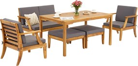 Danang Apetito 4 acacia houten tuinmeubelen met Garden Point poefs