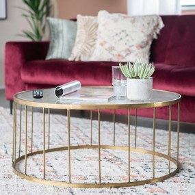 By-Boo Caesar Ronde Salontafel Goud En Ribbelglas - 80 X 80cm.