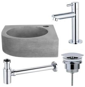 Fortifura Fuente fonteinset - 31.5x31.5x10cm - 1 kraangat - hoek - fonteinkraan chroom - beton SW696234/SW696209/SW696219/SW642464