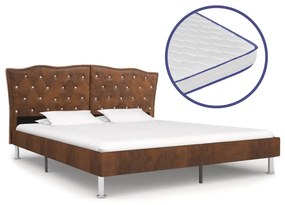vidaXL Bed met traagschuim matras stof bruin 180x200 cm