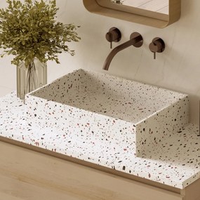 Fontana Terrazzo badmeubel 120cm beach eiken met rechthoekige waskommen en toppaneel