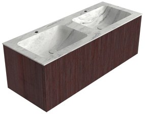 Mondiaz Kurve-dlux 120cm badmeubel ruby met 1 lade en wastafel leaf dubbel 2 kraangaten opalo