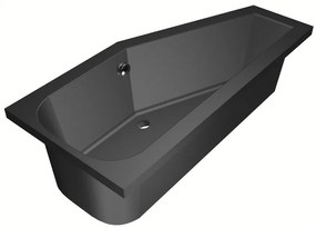 Xenz Lagoon Compact badkuip rechts 160x75x40cm ebony mat zwart