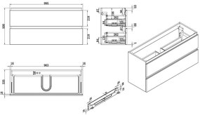 Mueller Compact badmeubel greeploos 100x36cm, 1 kraangat, antraciet eiken