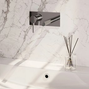 Brauer Stripe inbouw wastafelkraan ColdStart met rechte uitloop en afdekplaat model A2 chroom