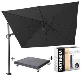 Challenger T2 300x300 cm antraciet met zwarte parasolvoet 120KG voet en hoes