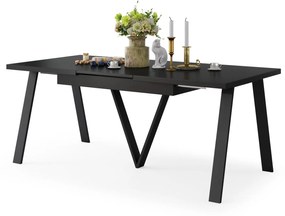 AVERY zwart mat - LOFT/INDUSTRIËLE TAFEL VOOR WOONKAMER / EETKAMER UITKLAPBAAR TOT 330 cm!