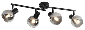 Smart plafondlamp met dimmer zwart met smoke glas incl. 4 Wifi P45 - Vidro Art Deco E14 Binnenverlichting Lamp