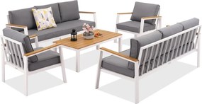 Zakintos Coffee 8 wit Garden Point luxe aluminium meubelset