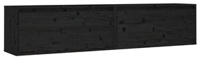 vidaXL Wandkasten 2 st 80x30x35 cm massief grenenhout zwart