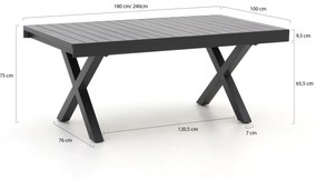 Bellagio Pavello dining tuintafel uitschuifbaar 180/240x100x75cm