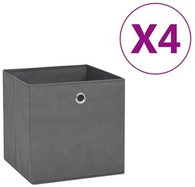 vidaXL Opbergboxen 4 st 28x28x28 cm nonwoven stof grijs