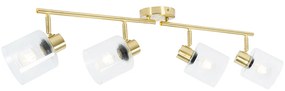 Plafondspot goud met glas 4-lichts verstelbaar - Laura