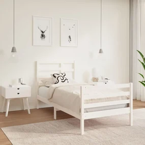 vidaXL Bedframe massief hout wit 90x190 cm 3FT Single