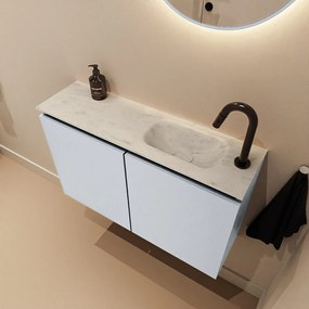 Mondiaz Ture DLux toiletmeubel 80cm clay met wastafel opalo rechts met kraangat