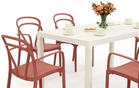 King/Vague wit met rode tuinset voor 6 personen Bica