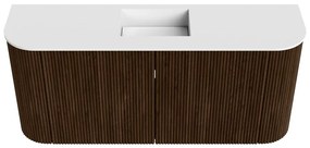 Mondiaz Joya 95cm toiletmeubel ronding links/rechts walnut met wastafel faye midden zonder kraangat talc