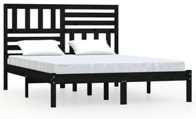 vidaXL Bedframe massief grenenhout zwart 120x190 cm 4FT small double