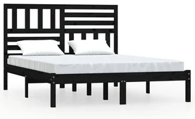 vidaXL Bedframe massief grenenhout zwart 120x190 cm 4FT small double