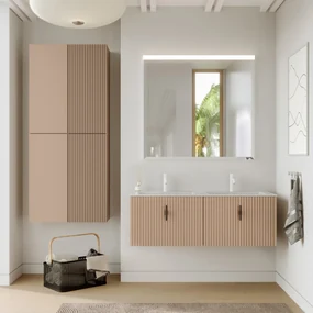 Muebles Raya badmeubel ribbelfront 120cm macchiato met witte wastafel met kraangat