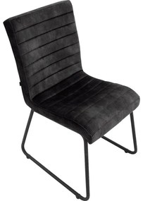 Goossens Eetkamerstoel Dax grijs velvet stof leuning, urban industrieel