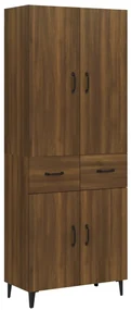 vidaXL Hoge kast 69,5x34x180 cm bewerkt hout bruineikenkleurig