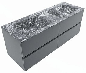 Mondiaz Vica DLux badmeubel 130cm plata 4 lades met wastafel lava dubbel 2 kraangaten