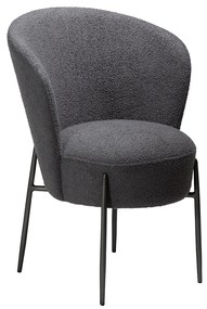 Dan-Form Orbit Eetkamerstoel Met Hoge Rugleuning Rond Boucle Grijs