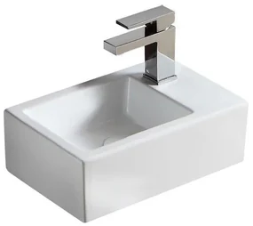 Nemo Spring Sula handwasbakje - rechthoekig - 37x23.5cm - wandmontage - kraangat rechts - diameter3.5cm - porselein wit TR4331
