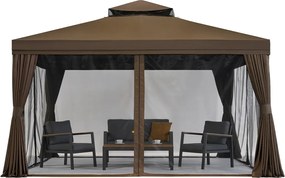 Tuinpaviljoen met klamboe en gordijnen Valencia 4x4m bruin Garden Point