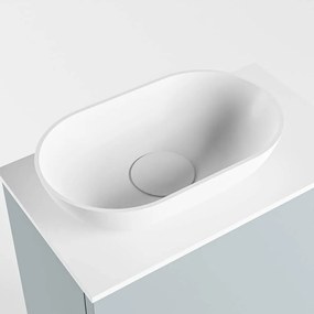 Mondiaz Fowy toiletmeubel 40cm clay met witte waskom links en kraangat