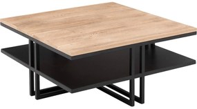 Goossens Salontafel Mamilo vierkant, hout eiken onbewerkt, elegant chic, 80 x 35 x 80 cm