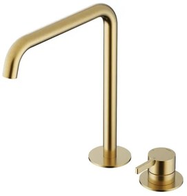 Hotbath Ace Wastafelmengkraan - hoog - opbouw - draaibare uitloop - 2gats - PVD - Geborsteld Messing AC023HBBP