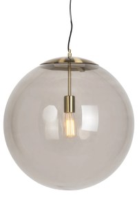 +Moderne hanglamp messing met smoke glas 50 cm - Ball